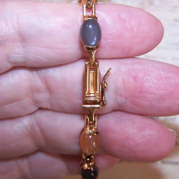 Ross Simons Sterling Silver Rose Gold Vermeil Moonstone Agate Tennis Bracelet - Picture 8 of 9